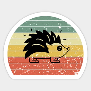 Retro Vintage Sunset Hedgehog Silhouette Sticker